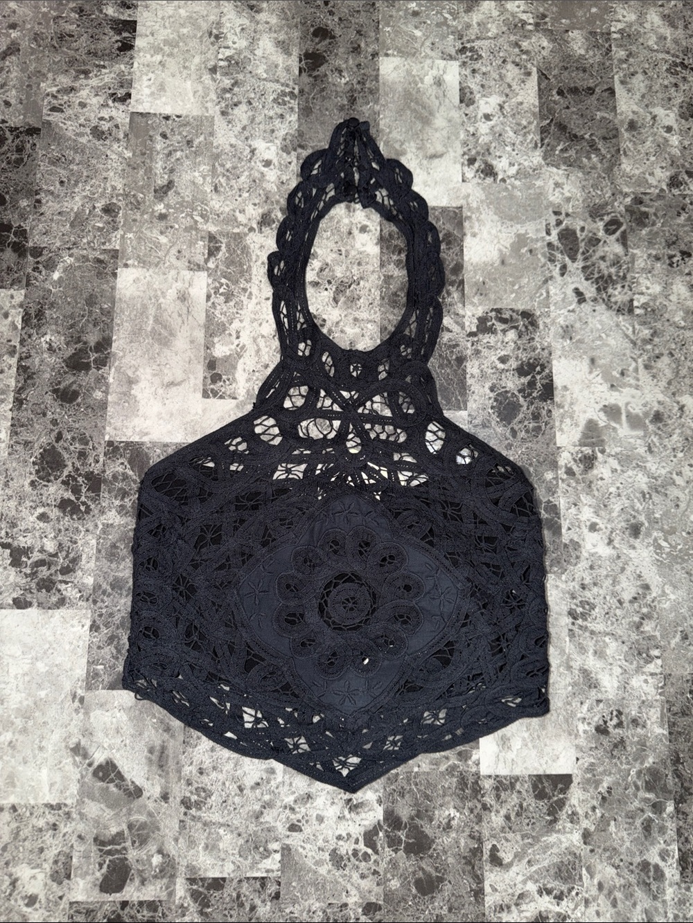 Free people crop halter crochet lace top